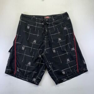 Vintage Point Zero Alternative Movement Skull Board Shorts Large Swim Trunks Y2k